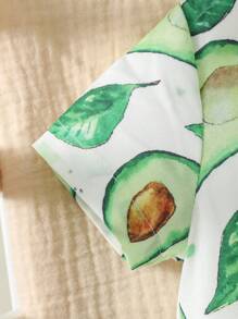 Baby Boy Avocado Print Bow Front Shirt Romper - Multicolor - View 3