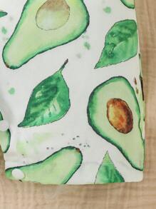 Baby Boy Avocado Print Bow Front Shirt Romper - Multicolor - View 4