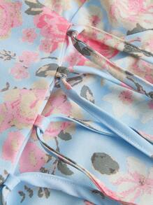 SHEIN MOD Áo hai dây Plus Size Bất đối xứng Tương phản ren Xù Dải chun Ren lên Hoa Boho - Nhiều màu - Xem 4