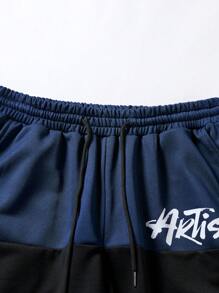 Manfinity Homme Quần Short Nam Dây kéo Túi Khối Màu Lá thư Giải trí - Nhiều màu - Xem 4