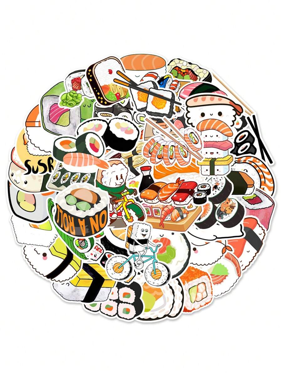 50 Cái/gói Sushi Hoa Văn Các Loại Miếng Dán Dễ Thương Đa Năng Miếng Dán Cho Thủ Công DIY, Trang Trí, Tay Tài Khoản - Nhiều màu - Xem 1
