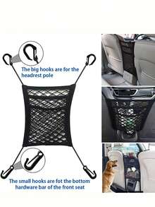 Black Car Mesh Organizer Bag Seat Back Net Bag - Black - View 5