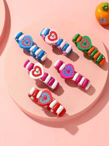 6pcs Kids' Two-tone Heart Shaped Watch Style Bracelet Set - Multicolor - View 1