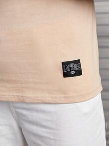 GENTILAND Men Letter Patched Detail Notched Neck Tank Top - Apricot - View 6