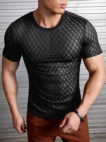 FeverCity 男士素色紋理質感T恤 - 黑色 - 查看 5