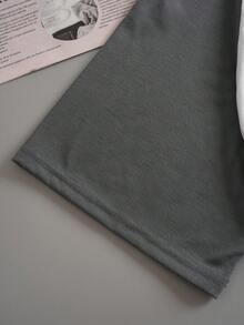 SHEIN EZwear 字母圖案插肩袖T恤 - 彩色 - 查看 5