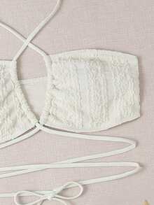 Solid Halter Bikini Top - Beige - View 5