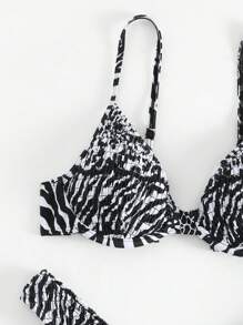 Swim SXY 夏季斑马条纹钢圈比基尼套装 - 黑與白 - 查看 5