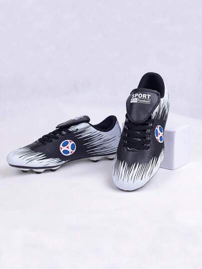 男士字母圖案前綁帶足球運動戶外運動鞋