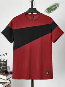 GENTILAND Men Two Tone Patch Detail Tee - Multicolor - View 1