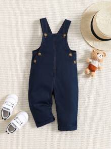 Baby Button Detail Overall Jumpsuit - Navy Blue - View 1