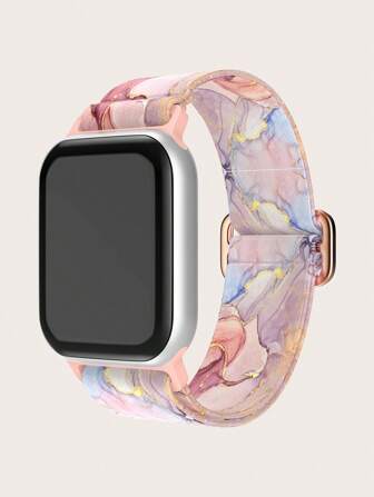 1入組男女適用粉色大理石紋尼龍蘋果手錶帶45/49/38/40/41/42/44mm，適用於Apple Watch Ultra/SE/9/8/7/6/5/4/3/2/1手錶帶