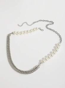 1 vòng cổ trang trí ngọc trai giả thời trang cho nữ để trang trí hàng ngày - trắng - Xem 3