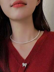 1 Pièce Élégant Collier Perlé En Fausse Perle Pour Femme Pour Cadeau