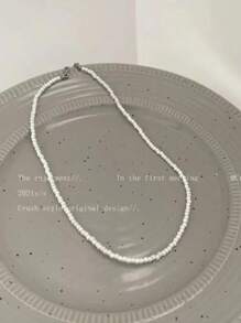 1 Pièce Élégant Collier Perlé En Fausse Perle Pour Femme Pour Cadeau