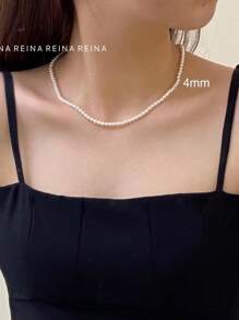 1 Pièce Élégant Collier Perlé En Fausse Perle Pour Femme Pour Cadeau
