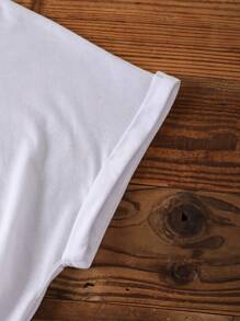 SHEIN LUNE Solid Batwing Sleeve Tee - White - View 3