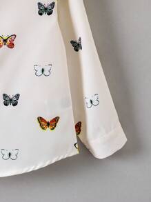 Toddler Girls Butterfly Print Blouse - Beige - View 5