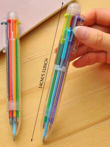 4 قطع شفاف 6 في 1 قلم برأس كروي أسلوب أساسي محمول متعدد الأغراض قلم برأس كروي الى كتابة