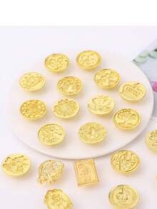 2入組金屬隨機蠟印章頭復古多用途蠟印章頭用於信封、邀請函 - 金色 - 查看 2