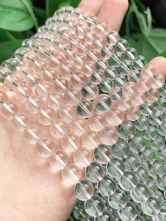1strand Clear Smooth Round Artificial Crystal Beads In 2-8 MM For DIY Bracelet, Necklace, Earring Making