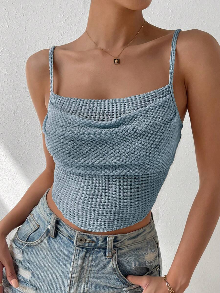 Allurite Solid Cami Top - Dusty Blue - View 1