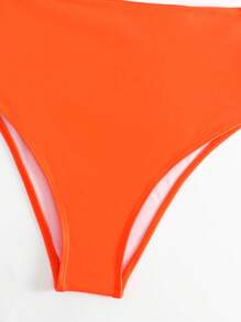 SHEIN Swim Summer Beach Cut Out Waist Asymmetrical Neck One Piece Swimsuit Bathing Suit - Orange - View 5