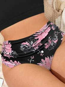 SHEIN Swim Curve 大碼印花高腰泳衣下裝 - 彩色 - 查看 1