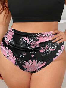SHEIN Swim Curve 大碼印花高腰泳衣下裝 - 彩色 - 查看 3