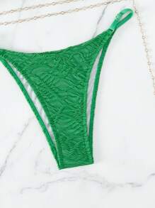 SHEIN Swim Summer Beach Chain Linked Halter Triangle Bikini Set - Green - View 3