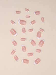 使用24入組短方形法式全覆蓋假指甲套裝立即提升您外觀 - 彩色 - 查看 4