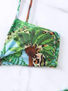 Summer Tropical Print Buckle Detail Bikini Set - Multicolor - View 5