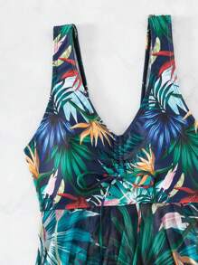 热带印花短裤比基尼夏日海滩 - 黑色 - 查看 4