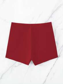 Đáy Bikini Nữ Xù màu trơn Giải trí - Màu Đỏ Sâu - Xem 4