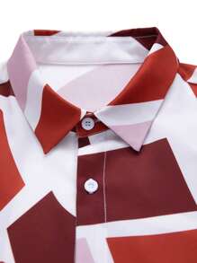 Manfinity Homme Men Geo Print Shirt Without Tee - Red and White - View 5