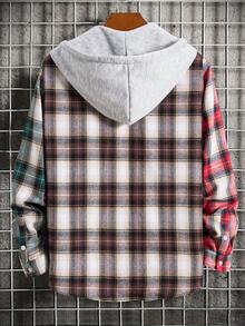 Manfinity Hypemode Men Plaid Print Drawstring Hooded Shirt Without Tee - Multicolor - View 2