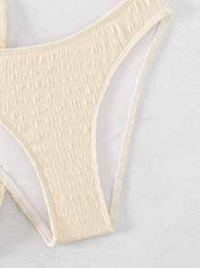 SHEIN Swim Plain Halter Triangle Bikini Set With Beach Skirt,Summer Beach