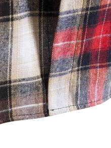 Manfinity Hypemode Men Plaid Print Drawstring Hooded Shirt Without Tee - Multicolor - View 4