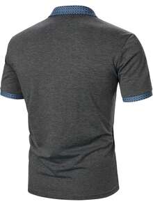 Manfinity Homme Men Contrast Trim Polo Shirt - Dark Grey - View 2
