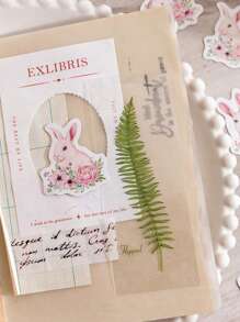 MOCARD 46入組花卉和動物圖案什錦貼紙創意多用途貼紙適用於DIY工藝品、裝飾品、手帳 - 粉色 - 查看 2