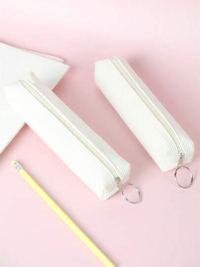 1 st enfärgad texturerad brevväska, enkel bärbar pennväska för studenter, brevpappersorganisatör, tillbaka till skolan, skolmaterial, pennfodral, pennficka, skolväska