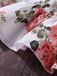 SHEIN Explorewe Teen Girls Floral Print Ruffle Hem Cami Dress - Multicolor - View 3