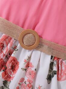 SHEIN Explorewe Teen Girls Floral Print Ruffle Hem Cami Dress - Multicolor - View 4