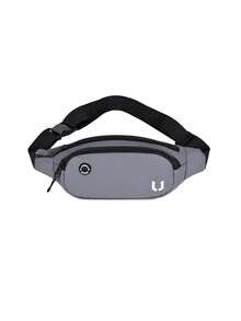 Letter Graphic Running Waist Bag - Grey - View 1