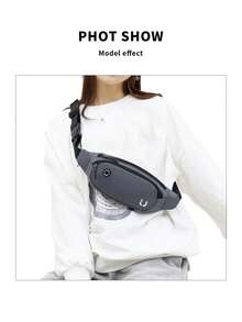 Letter Graphic Running Waist Bag - Grey - View 8