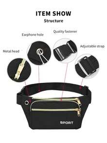 Riñonera para correr con estampado de letra - Negro - Ver 6