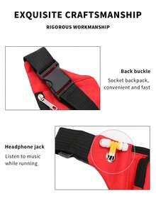 Letter Graphic Running Waist Bag - Red - View 8