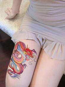 1 hoja Pegatina tatuaje con estampado de dragón chino - Multicolor - Ver 3