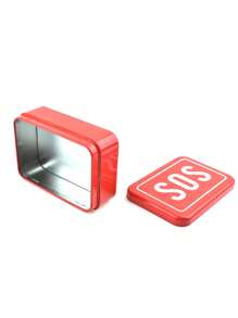 1pc SOS Lifesaving Iron Box Outdoor Survival Supply Storage Box Metal First Aid Box - Red - View 4