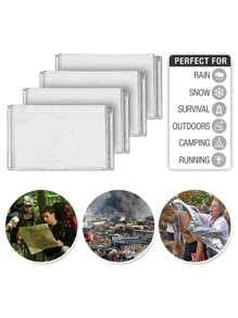 戶外存活防風防水毯子適用於野營遠足緊急情況毯子 - 銀色 - 查看 4